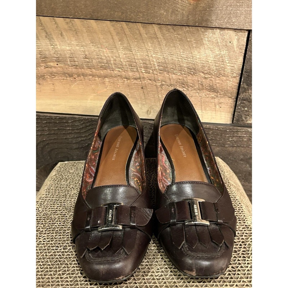Etienne Aigner 7.5 Madge Leather Buckle Classic Conservative‎ Career Block Heels - Picture 3 of 10